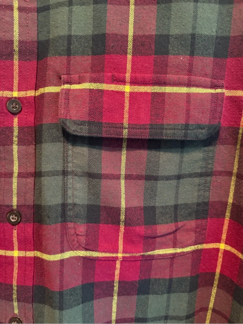Banana Republic Burgundy, Green and Yellow Plaid Long-Sleeve Shirt